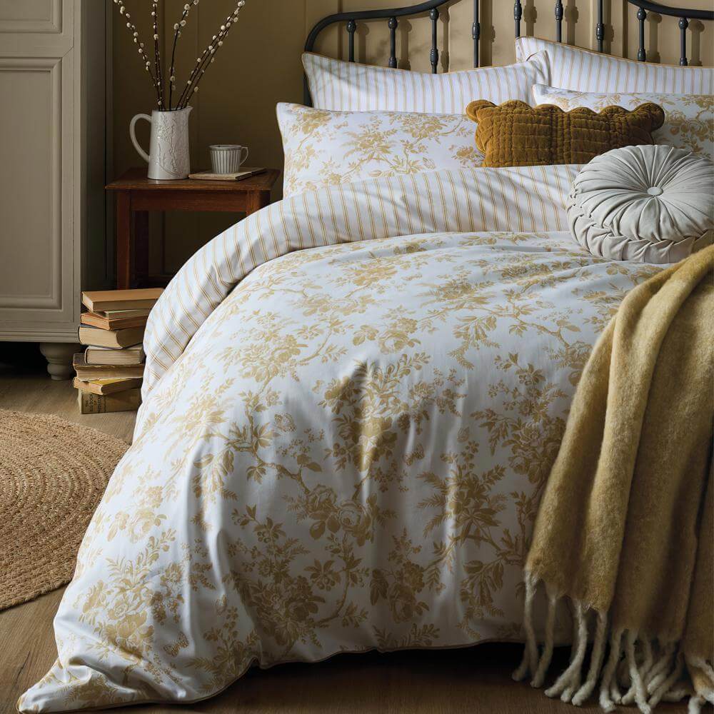 Laura Ashley Walled Garden Ochre Yellow Duvet Cover Set